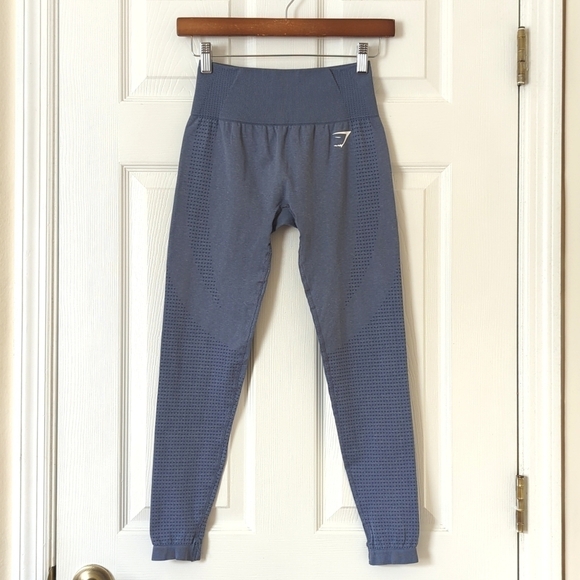 Gymshark Vital Seamless 2.0 High Waisted Workout Leggings Evening Blue Marl XS - Picture 1 of 11